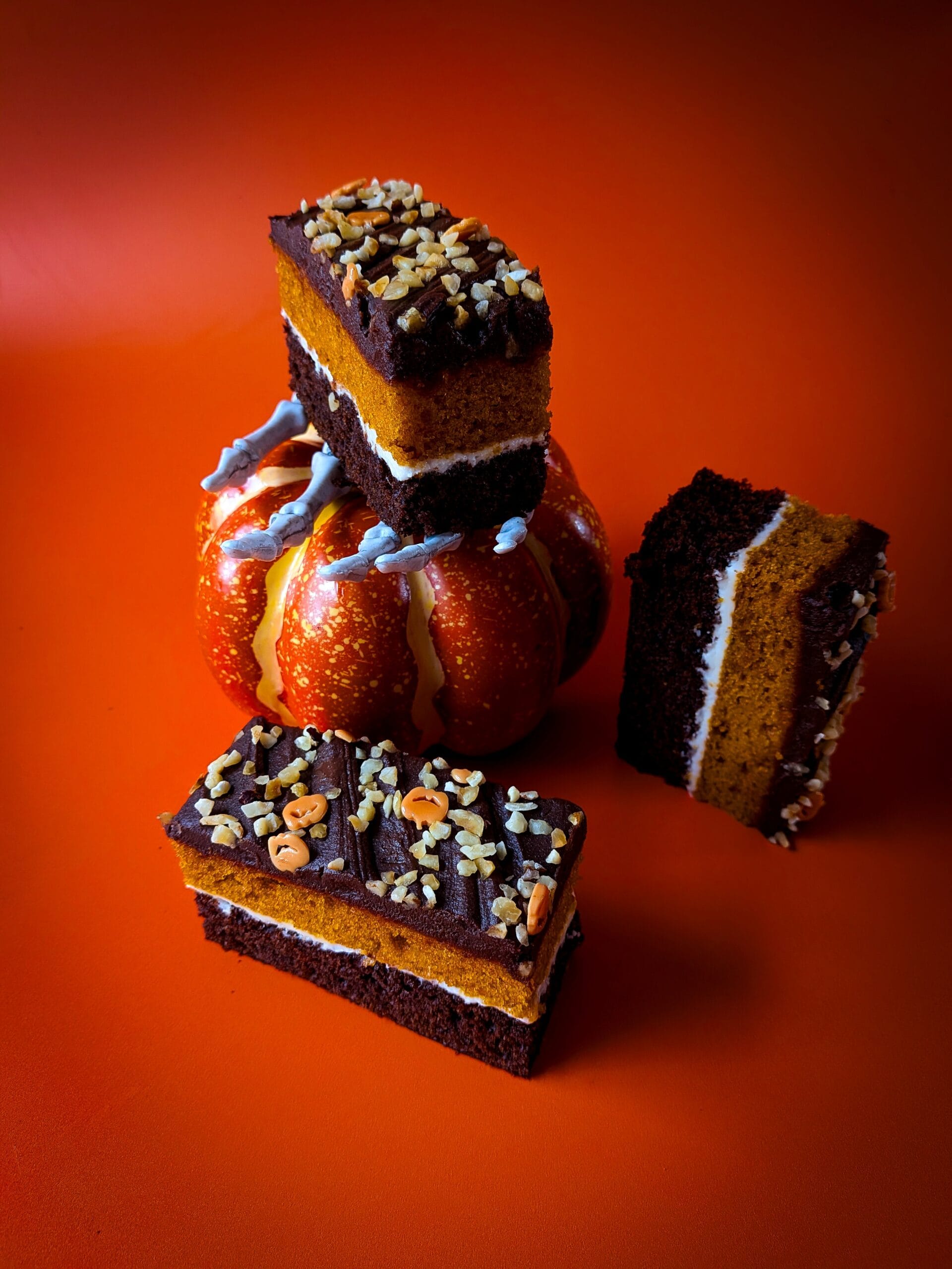 Chocolate, Praline and Pumpkin Traycake