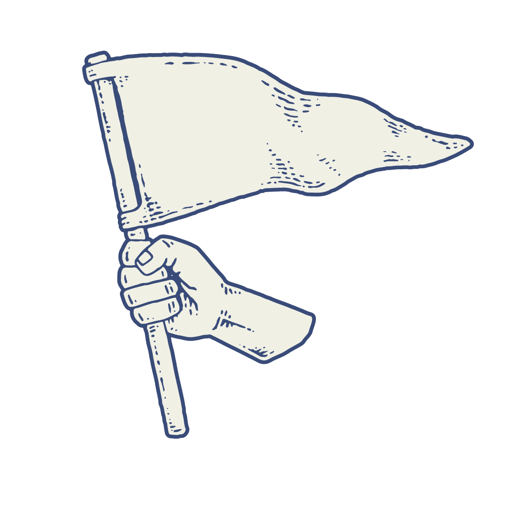 A hand holding the Cake Club flag without any text